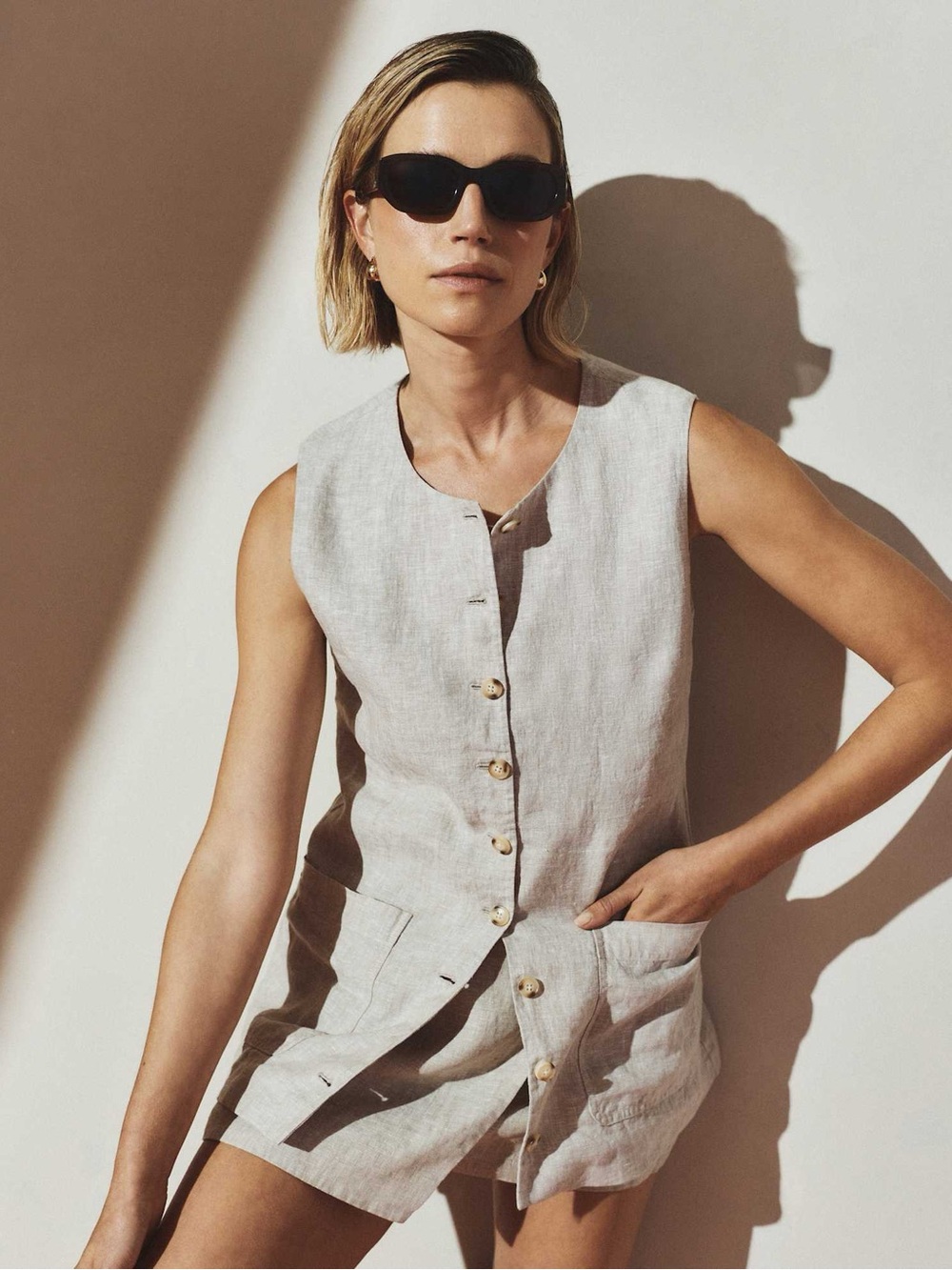 Quince 100% European Linen Longline Vest